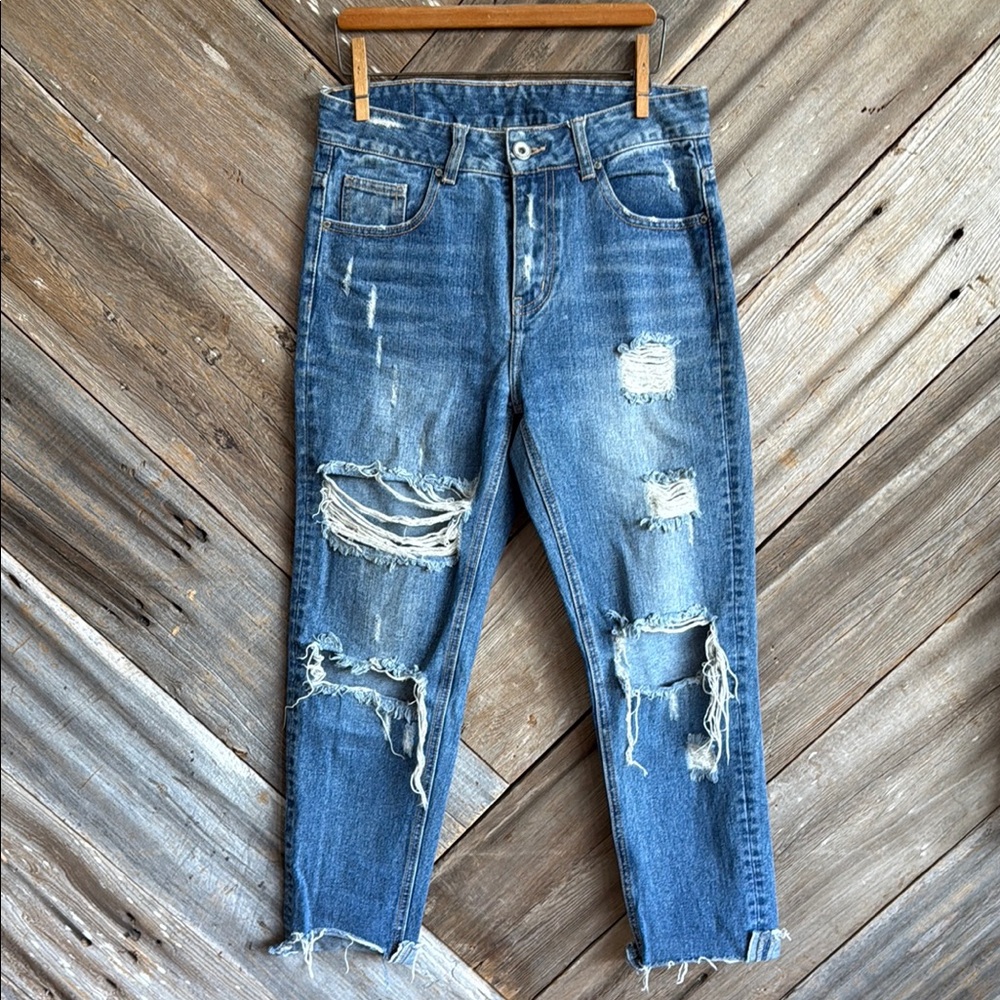 Women’s Distressed Blue Jeans